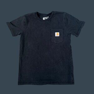 Carhartt Boys Black Cotton Pocket Tee Shirt M/M 10-12 Casual Crew Neck Short Sle